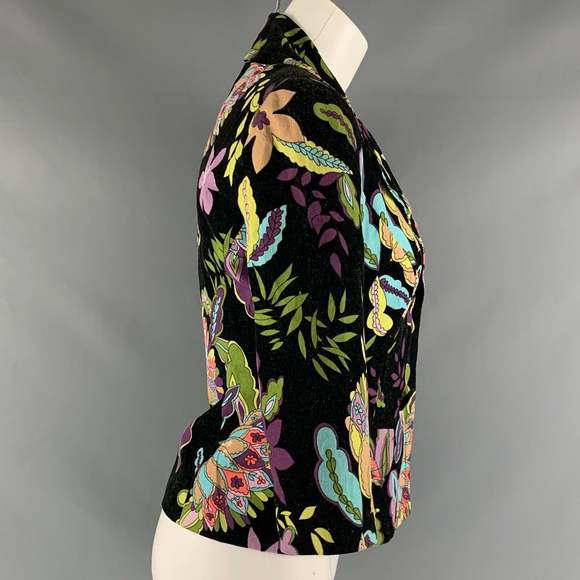TRINA TURK Black Multicolour Cotton 34 Sleeves Jacket - Picture 2 of 6